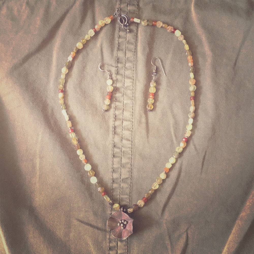 Necklace & Earring Set-semiprecious stones
